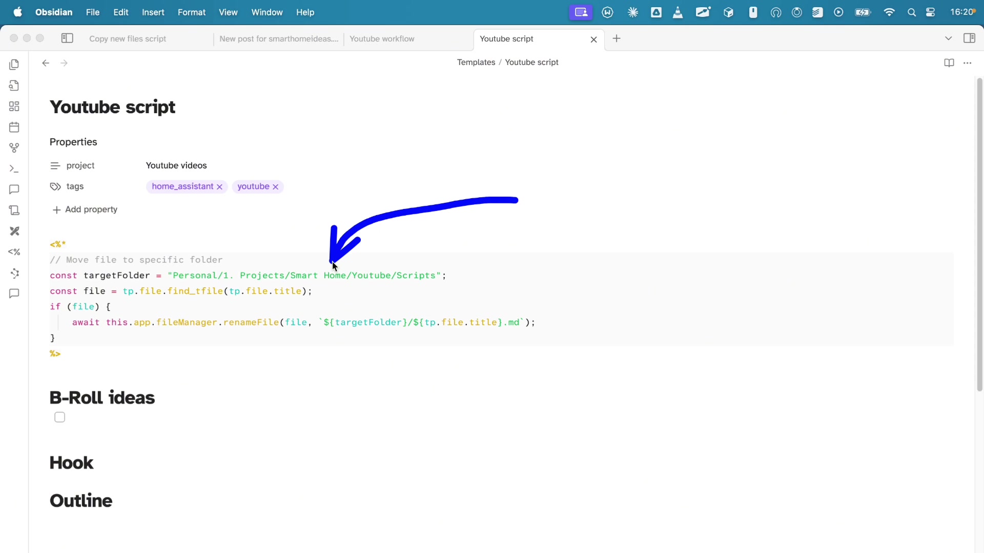 Streamlining Script Creation with Templates and AI demonstration at 150.0s