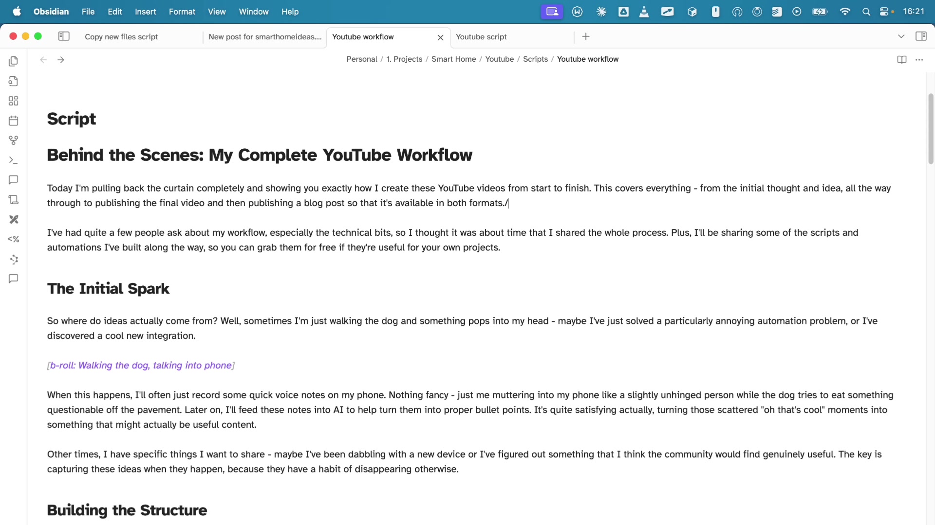 Streamlining Script Creation with Templates and AI demonstration at 211.0s