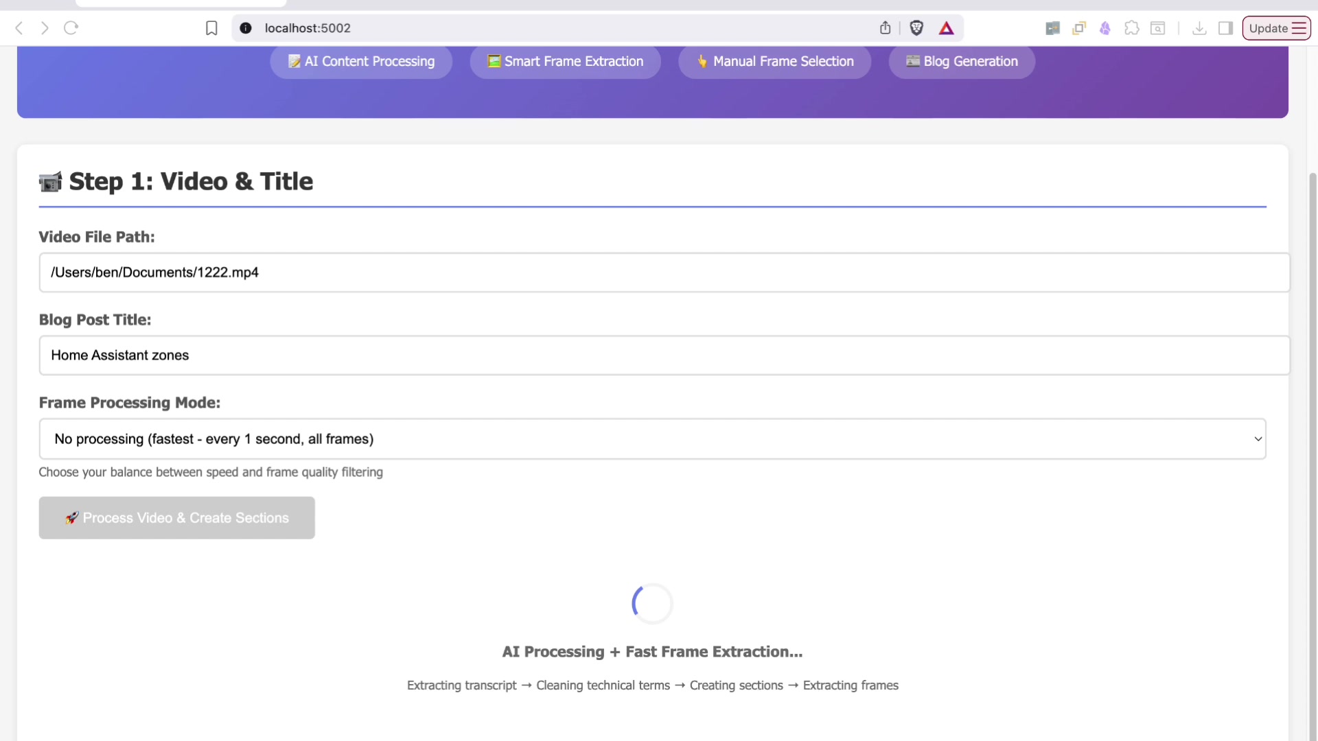 Automated Publishing: Video to Blog Post demonstration at 403.0s