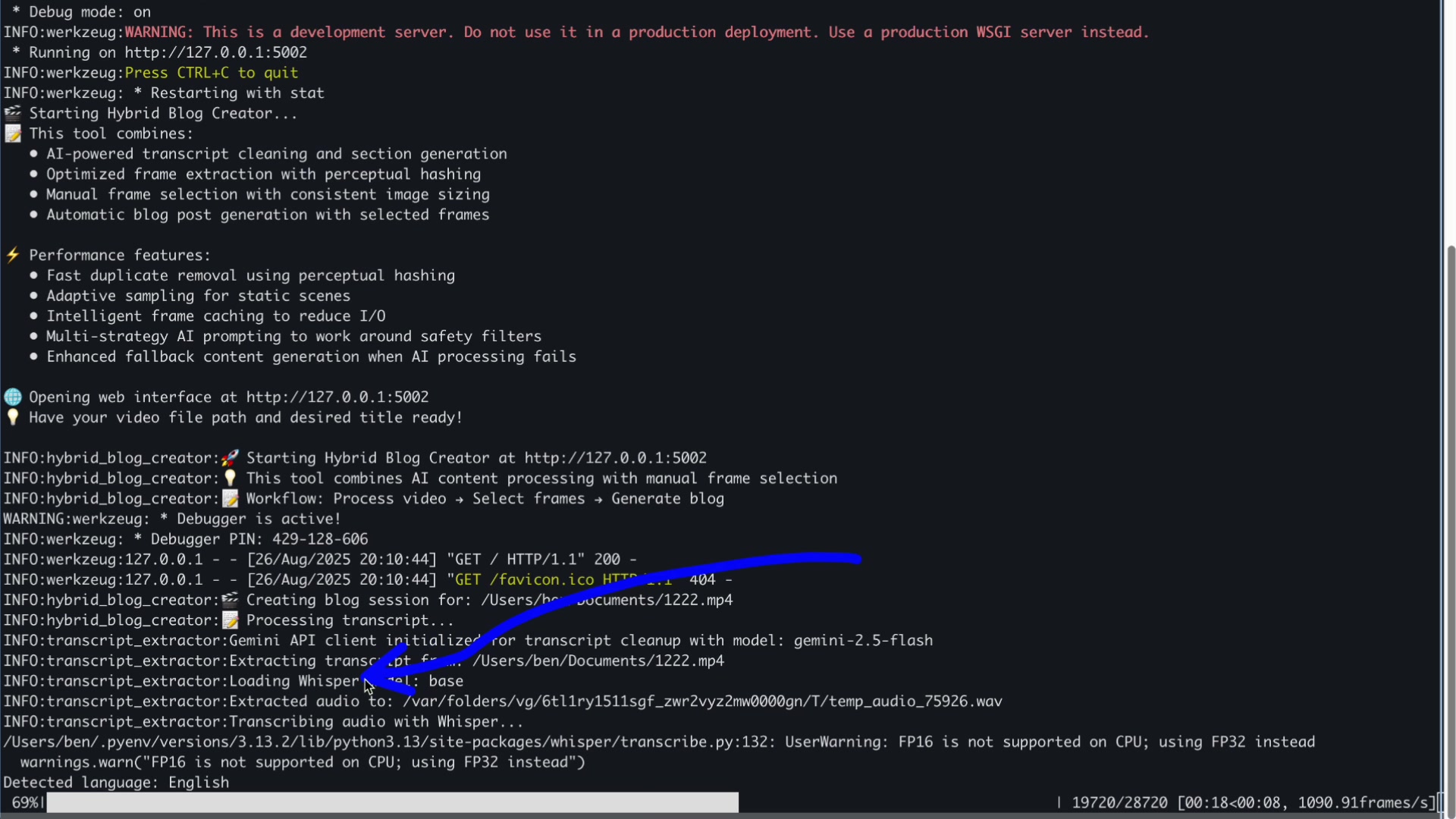 Automated Publishing: Video to Blog Post demonstration at 407.0s