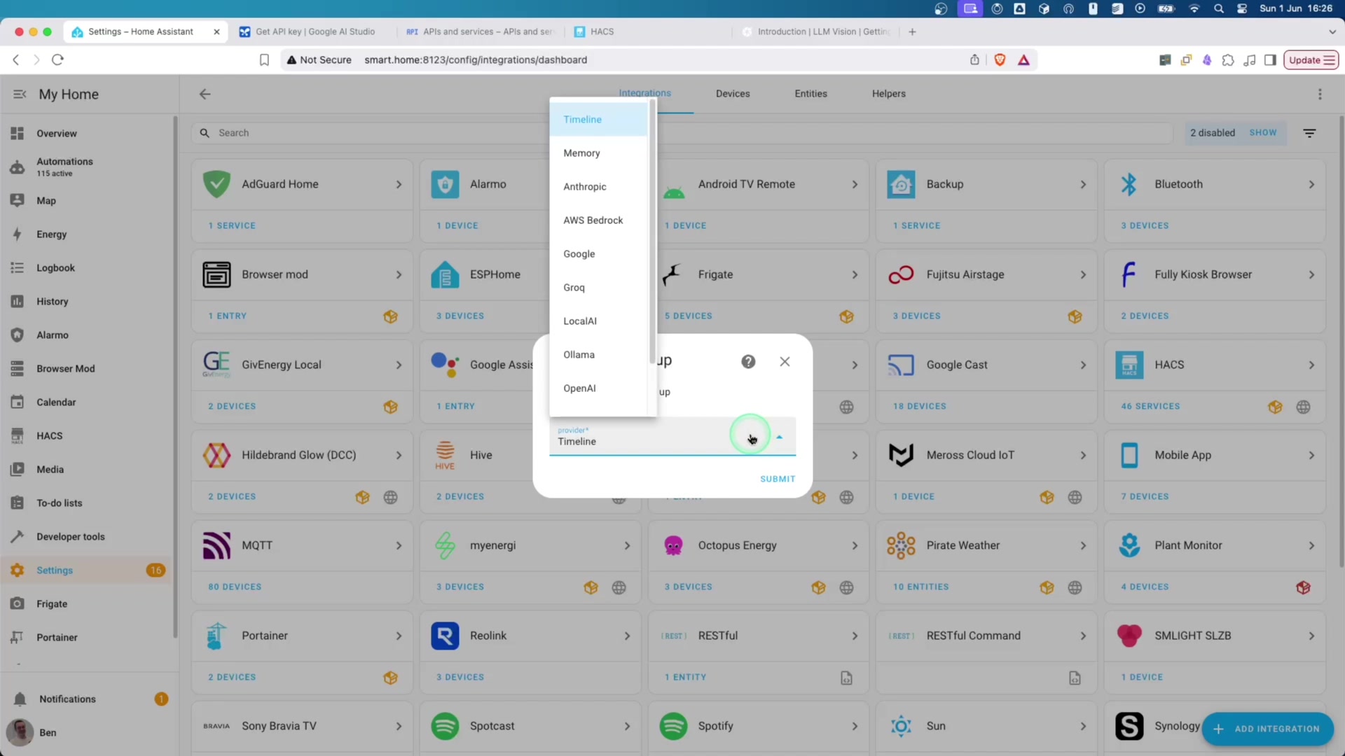 Installing the LLM Vision Integration demonstration at 132.0s