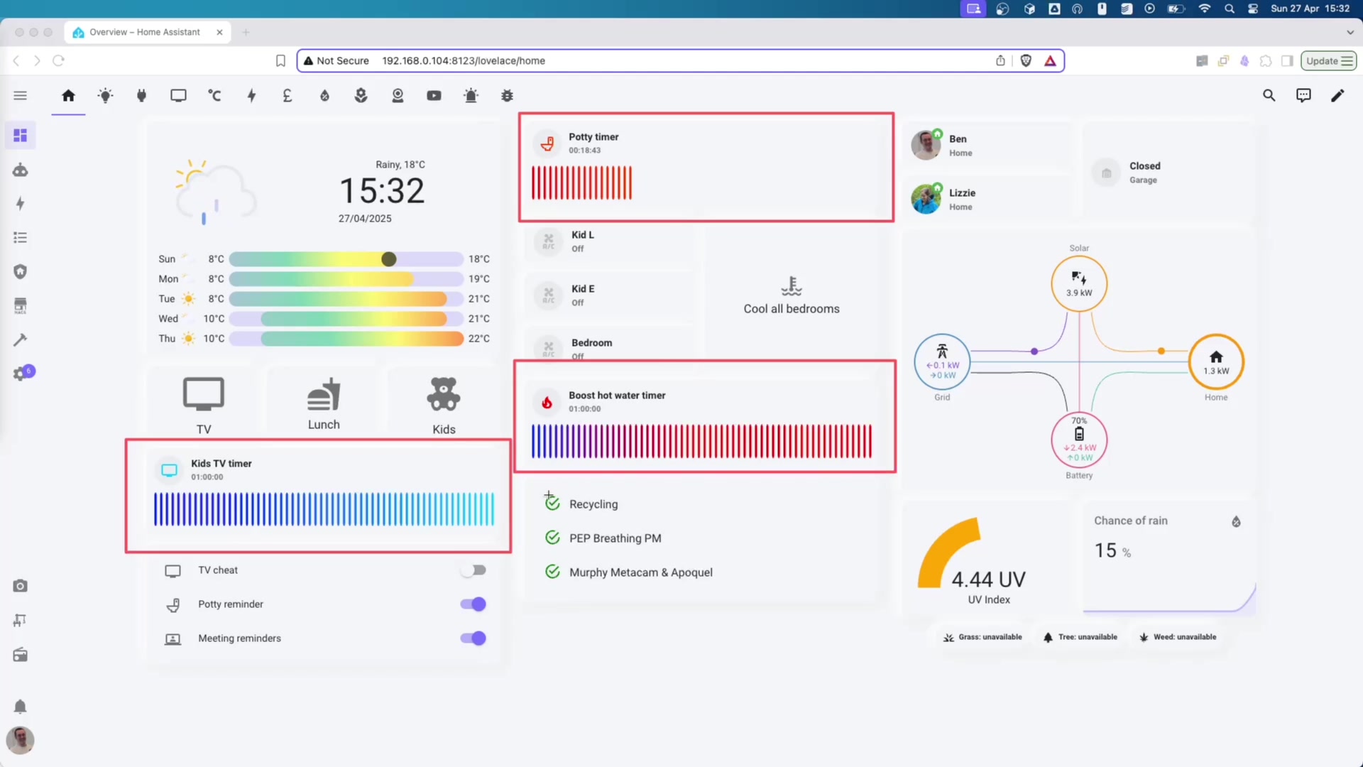 Essential Home Timers demonstration at 139.0s